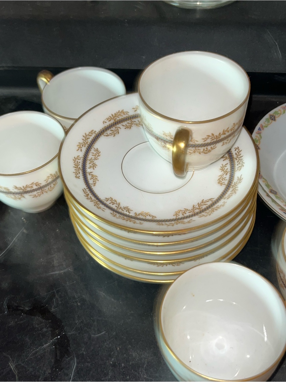 Set Of 5 T&V Limoges Di Vinci Demitasse & Saucer Sets
